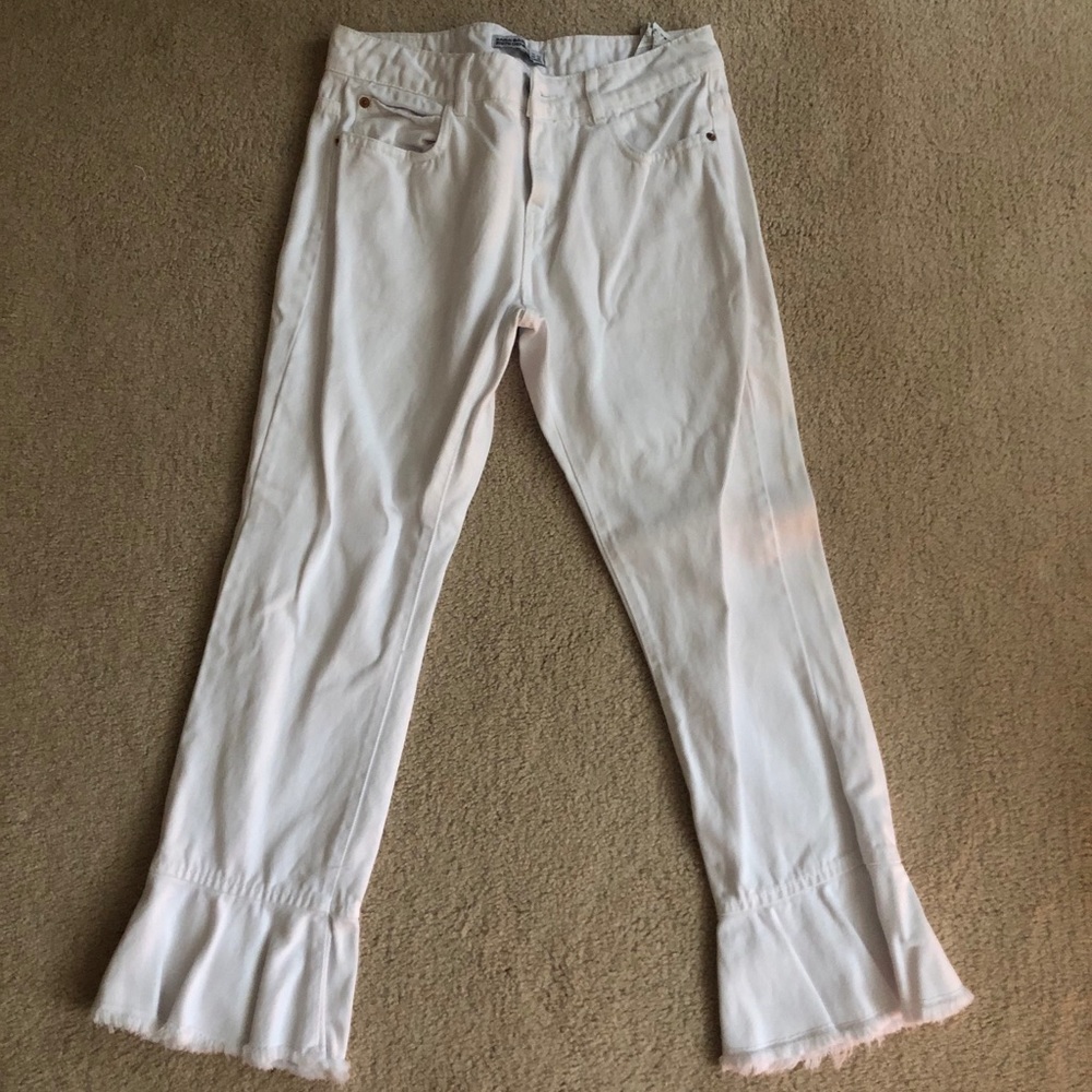 ZARA White ruffled jeans